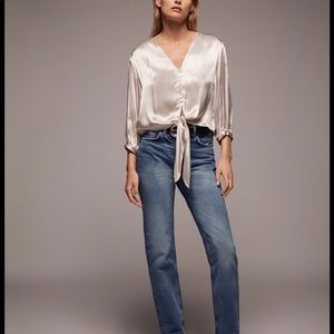 Zara Knotted Satin Effect Blouse